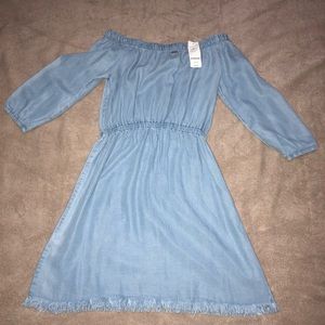 Jean Blue Off the Shoulder Dress.